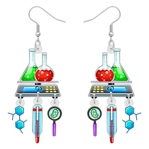BAMAY Acryl Spaß Wissenschaft Labor Chemie Biologie Lehrer Ohrringe Mikroskop DNA Mikrobiologie Graduierung Schmuck zurück zu Schule Lehrer Anerkennung Geschenke für Frauen Mädchen (Buntes) von BAMAY