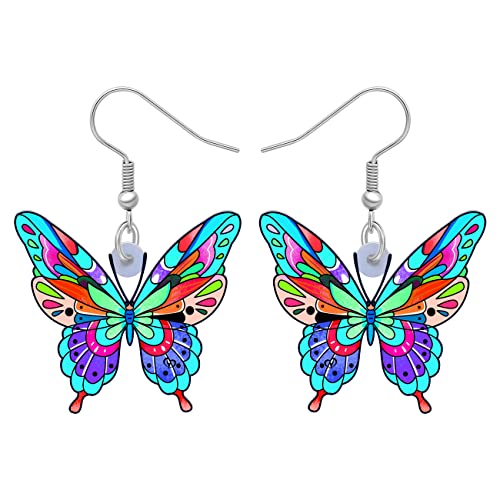 BAMAY Acryl Süß Schmetterling Ohrringe Hängend Insekt Baumeln Schmetterling Geschenke für Damen Mädchen Frühling Schmuck (Blau) von BAMAY