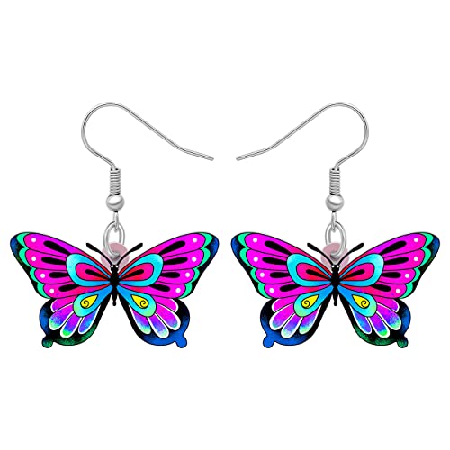 BAMAY Acryl Süß Schmetterling Ohrringe Hängend Insekt Baumeln Schmetterling Geschenke für Damen Mädchen Frühling Schmuck (Lila 295) von BAMAY