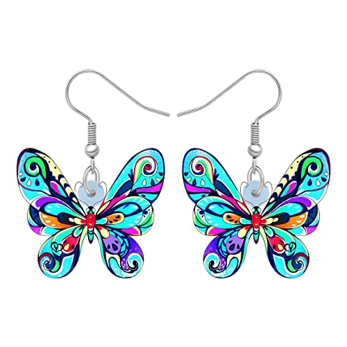 BAMAY Acryl Süß Schmetterling Ohrringe Hängend Insekt Baumeln Schmetterling Geschenke für Damen Mädchen Frühling Schmuck (Marine) von BAMAY
