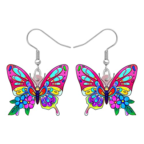 BAMAY Acryl Süß Schmetterling Ohrringe Hängend Insekt Baumeln Schmetterling Geschenke für Damen Mädchen Frühling Schmuck (Mehrfarbig) von BAMAY