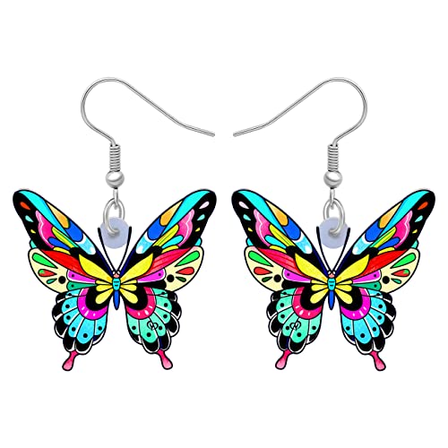 BAMAY Acryl Süß Schmetterling Ohrringe Hängend Insekt Baumeln Schmetterling Geschenke für Damen Mädchen Frühling Schmuck (Schwarz) von BAMAY