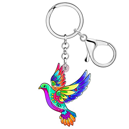 BAMAY Acryl Taube Vogel Schlüsselanhänger Geldbörse Auto Schlüsselanhänger Frühling Schmuck niedliche Taube Geschenke für Frauen Mädchen Sommer Charms (Mehrfarbig) von BAMAY