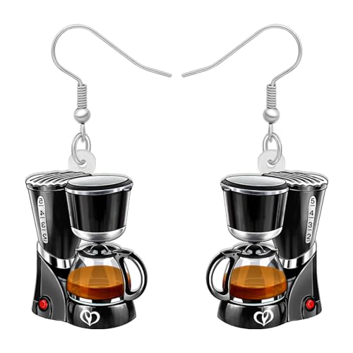 BAMAY Acryl Unique Barista Geschenke Kaffeemaschine Ohrringe Hängend Espressomaschine Charms Weinlese-Schmuck Trinker Kaffees Liebhaber Geschenk für Damen Mädchen (Kaffee) von BAMAY