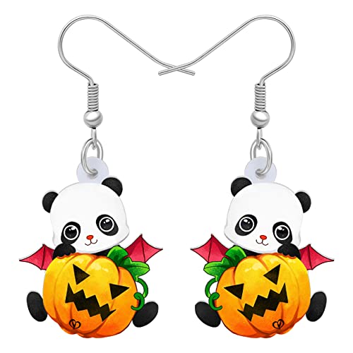 BAMAY Acryl niedlich Panda Ohrringe Modeschmuck Anime Bär baumeln Ohrringe für Frauen Mädchen Weihnachten Geschenke (Kürbis Panda) von BAMAY