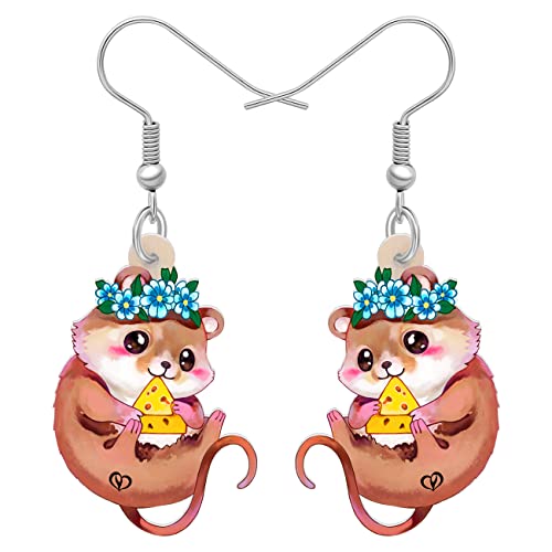 BAMAY Acryl niedliche Maus Ohrringe Modeschmuck Aussage Ratte baumeln Ohrringe für Frauen Mädchen Anime Maus Geschenke (Braun) von BAMAY
