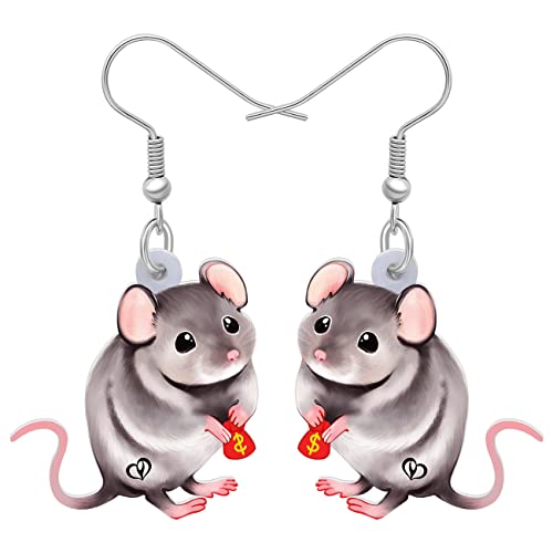 BAMAY Acryl niedliche Maus Ohrringe Modeschmuck Aussage Ratte baumeln Ohrringe für Frauen Mädchen Anime Maus Geschenke (Grau) von BAMAY