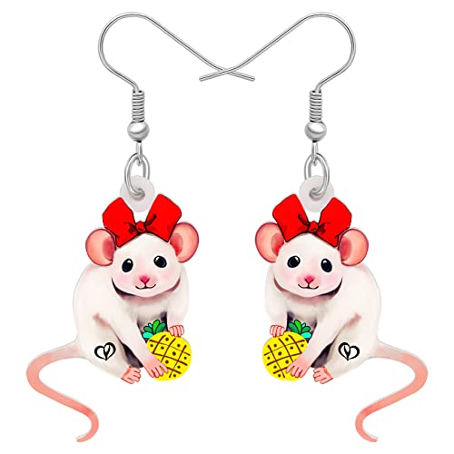 BAMAY Acryl niedliche Maus Ohrringe Modeschmuck Aussage Ratte baumeln Ohrringe für Frauen Mädchen Anime Maus Geschenke (Rosa) von BAMAY