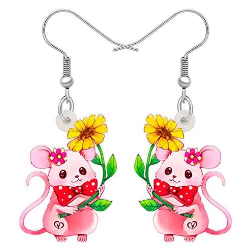 BAMAY Acryl niedliche Maus Ohrringe Modeschmuck Aussage Ratte baumeln Ohrringe für Frauen Mädchen Anime Maus Geschenke (Rot) von BAMAY