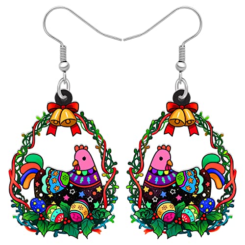 BAMAY Anime Henne Huhn Ohrringe baumeln Acryl Bauernhof Tiere Schmuck lustig Huhn Geschenke für Frauen Mädchen Charms (Tränen Ohrring) von BAMAY