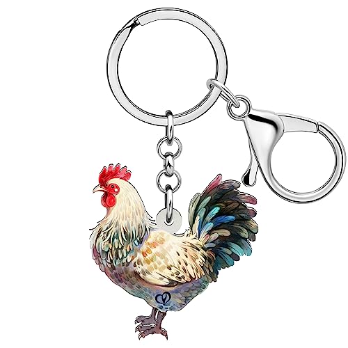 BAMAY Anime Henne Huhn Schlüsselanhänger Acryl Bauernhof Tiere Schmuck Huhn Geschenke für Frauen Mädchen Charms Brieftasche Auto Schlüsselanhänger (Mehrfarbig 313) von BAMAY