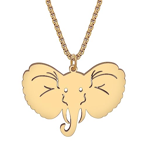 BAMAY Edelstahl Elefant Halskette Anhänger Mode Schmuck Elefant Geschenke für Damen Mädchen Charms Zubehör (Vergoldet) von BAMAY