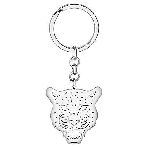 BAMAY Edelstahl Leopard Gepard Schlüsselanhänger Wildtiere Auto Schlüsselanhänger Geschenke für Frauen Mädchen Charms (Versilbert 168) von BAMAY