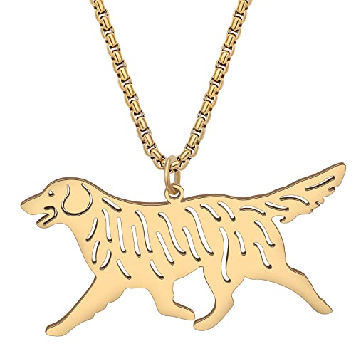 BAMAY Edelstahl Niedlichen Hunderassen Halskette Welpe Anhänger Neuheit Haustiere Schmuck Geschenke für Damen Mädchen (18K Vergoldet Golden Retriever) von BAMAY
