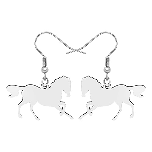 BAMAY Edelstahl Ohrringe Pferd Hängend Baumeln Neuheit Schmuck Tier Charms Pferd Geschenk für Damen Mädchen Kinder von BAMAY