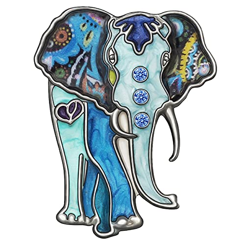 BAMAY Emaille Elefant Brosche Pins Zinklegierung Schal Anstecknadel Schmuck Dschungel Elefant Geschenke für Frauen Mädchen Broschen Charms (Blau) von BAMAY