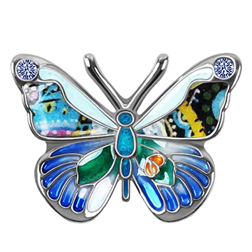 BAMAY Emaille Floral Schmetterling Brosche Pins Zink-Legierung Monarch Schmetterling Geschenke für Frauen Mädchen Schal Revers Pin Charms (Blau 202) von BAMAY