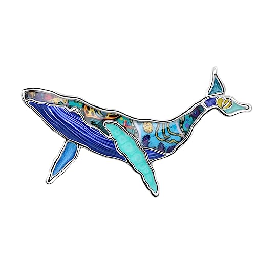 BAMAY Emaille Hai Brosche Pins Sommerschmuck Zinklegierung Wal Delphin Ozean Tiere Broschen für Frauen Mädchen Geschenke Schal Pin Charms (Blau Wal Brosche) von BAMAY