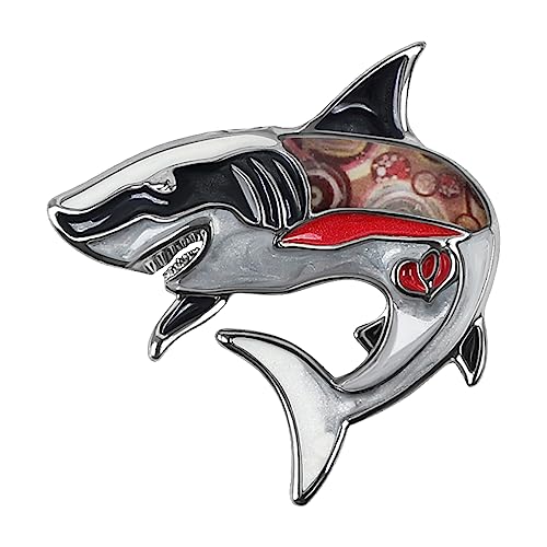 BAMAY Emaille Hai Brosche Pins Sommerschmuck Zinklegierung Wal Delphin Ozean Tiere Broschen für Frauen Mädchen Geschenke Schal Pin Charms (Schwarz Hai Brosche) von BAMAY