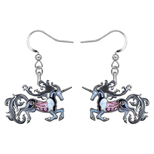 BAMAY Emaille Legierung Einhorn Ohrringe Pferd Hängend Baumeln Mode Schmuck Charms Geschenke für Damen Mädchen Kinder (Schwarz) von BAMAY