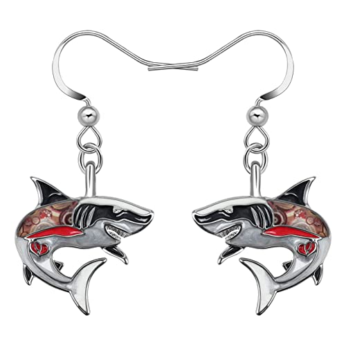 BAMAY Emaille Legierung Hai Ohrringe Hängend Baumeln Ozean Fisch Schmuck Hai Geschenke für Damen Mädchen Kinder Charms (Schwarz) von BAMAY