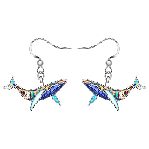 BAMAY Emaille Legierung Niedlich Wal Ohrringe Hängend Baumeln Ozean Fisch Schmuck Geschenke für Damen Mädchen Kinder (Blau) von BAMAY