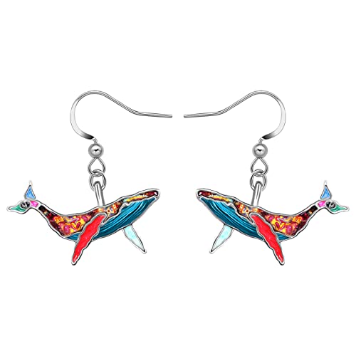 BAMAY Emaille Legierung Niedlich Wal Ohrringe Hängend Baumeln Ozean Fisch Schmuck Geschenke für Damen Mädchen Kinder (Mehrfarbig) von BAMAY
