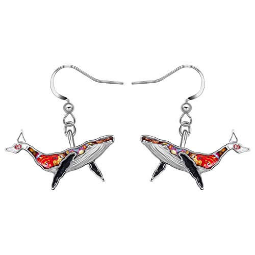 BAMAY Emaille Legierung Niedlich Wal Ohrringe Hängend Baumeln Ozean Fisch Schmuck Geschenke für Damen Mädchen Kinder (Schwarz) von BAMAY