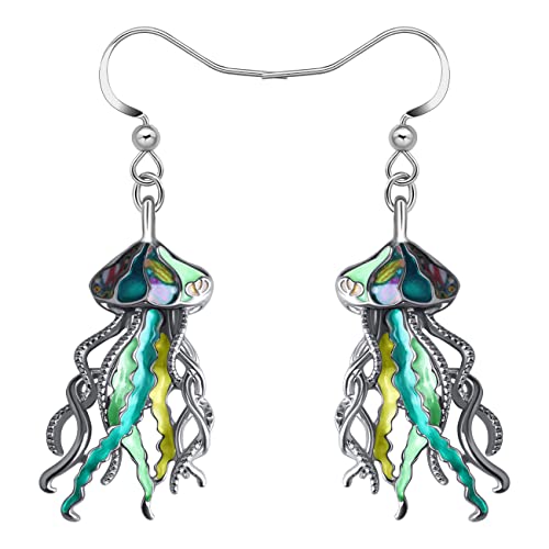 BAMAY Emaille Legierung Quallen Ohrringe Baumeln Tropfen Ozean Tiere Schmuck Charms Geschenke für Damen Mädchen Kinder Zubehör (Grün) von BAMAY