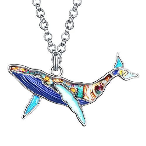 BAMAY Emaille Legierung Süß Wal Halskette Ozean Fisch Anhänger Ketten Meer Tiere Schmuck Geschenke für Damen Mädchen (Blau) von BAMAY