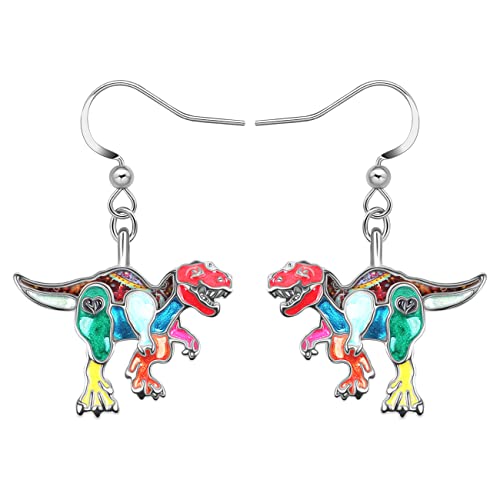 BAMAY Emaille Legierung Tyrannosaurus Rex Dinosaurier Ohrringe Hängend Baumeln Schmuck Geschenke für Damen Mädchen Kinder (Multi) von BAMAY