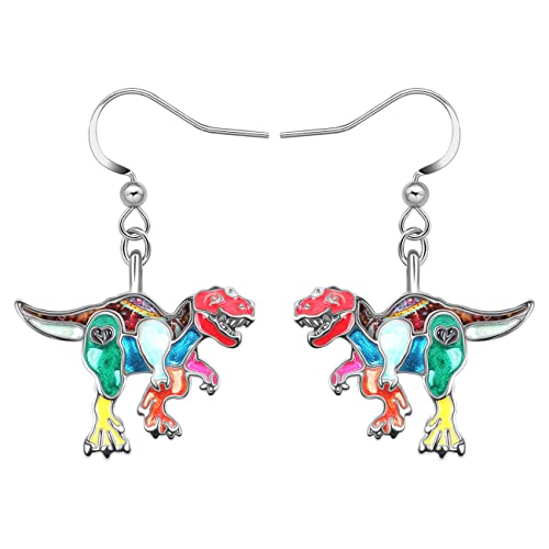 BAMAY Emaille Legierung Tyrannosaurus Rex Dinosaurier Ohrringe Hängend Baumeln Schmuck Geschenke für Damen Mädchen Kinder (Multi) von BAMAY