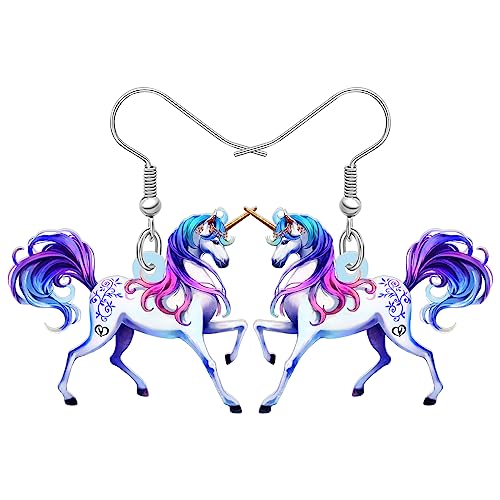 BAMAY Fantasy Pferd Einhorn Ohrringe Acryl Anime baumeln Ohrringe Charms Einhorn Geschenke für Frauen Mädchen (Weiß) von BAMAY