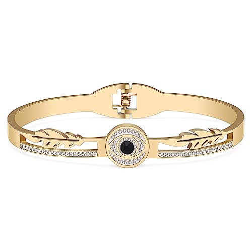BAMAY Harz Evil Eye Armbänder Edelstahl plattiert Silber 18K Gold Armband für Frauen Mädchen Armreif Armband Charms (Vergoldet 061) von BAMAY