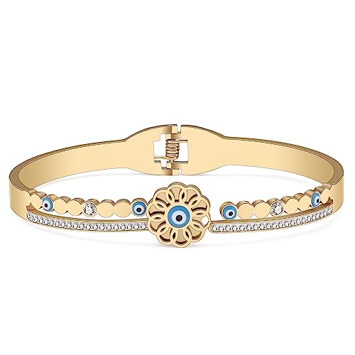 BAMAY Harz Evil Eye Armbänder Edelstahl plattiert Silber 18K Gold Armband für Frauen Mädchen Armreif Armband Charms (Vergoldet 062) von BAMAY