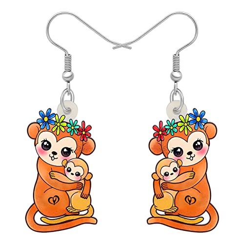 BAMAY Niedlich Affe Ohrringe Acryl baumeln Schmuck Teardrop Ohrringe für Frauen Mädchen Charms Affe Geschenke (Orange) von BAMAY