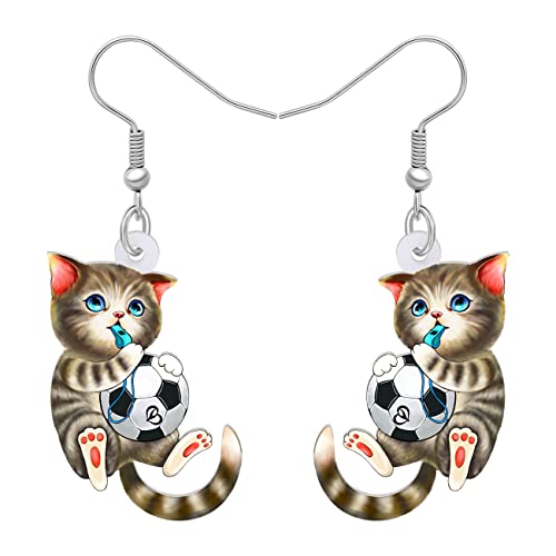 BAMAY Niedliche Katze Ohrringe Anime Schmuck Acryl Kätzchen Haustiere Dangle Ohrringe Katze Geschenke für Katzenliebhaber Frauen Mädchen (Fußball Katze) von BAMAY