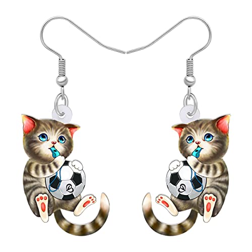 BAMAY Niedliche Katze Ohrringe Anime Schmuck Acryl Kätzchen Haustiere Dangle Ohrringe Katze Geschenke für Katzenliebhaber Frauen Mädchen (Fußball Katze) von BAMAY