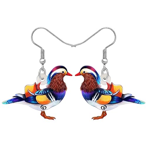 BAMAY Niedliche Mandarin Enten Ohrringe Acryl Baumel Schmuck Blumen Enten Geschenke für Frauen Mädchen Pelikan Ohrringe Enten Anhänger (Mandarinente Mehrfarbig) von BAMAY