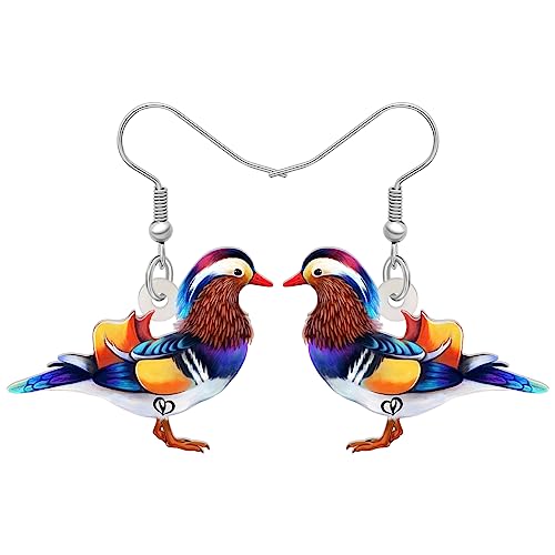 BAMAY Niedliche Mandarin Enten Ohrringe Acryl Baumel Schmuck Blumen Enten Geschenke für Frauen Mädchen Pelikan Ohrringe Enten Anhänger (Mandarinente Mehrfarbig) von BAMAY