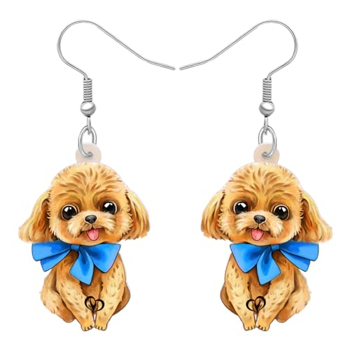 BAMAY Niedliche Pudel Hund Ohrringe Acryl Baumeln Tropfen Welpe Schmuck Geschenke für Frauen Mädchen Charms Pudel Dekor (Blau) von BAMAY