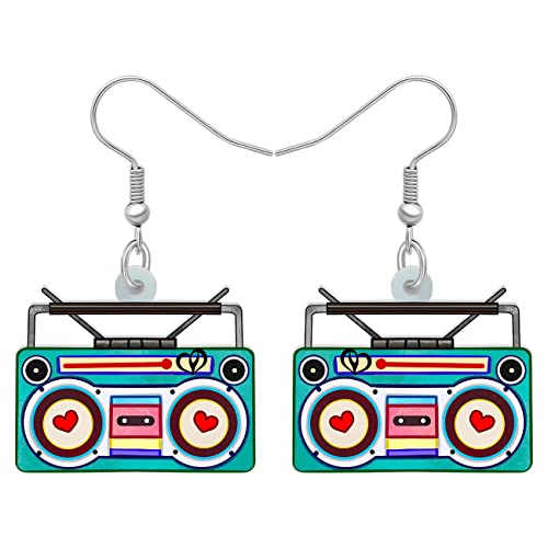 BAMAY Vintage Kassettenband Ohrringe baumeln Herzschmuck 80S 90S Nostalgie Geschenke für Frauen Mädchen Statement Ohrringe (Radio Ohrringe) von BAMAY