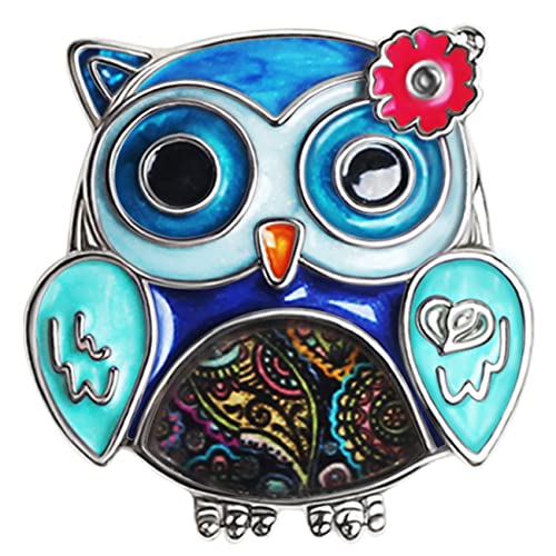 BAMAY Zink-Legierung Niedliche Eule Vogel Brosche Pins Schmuck Emaille Anime Eule Geschenke für Frauen Mädchen Schal Revers Pin Charms (Blau) von BAMAY