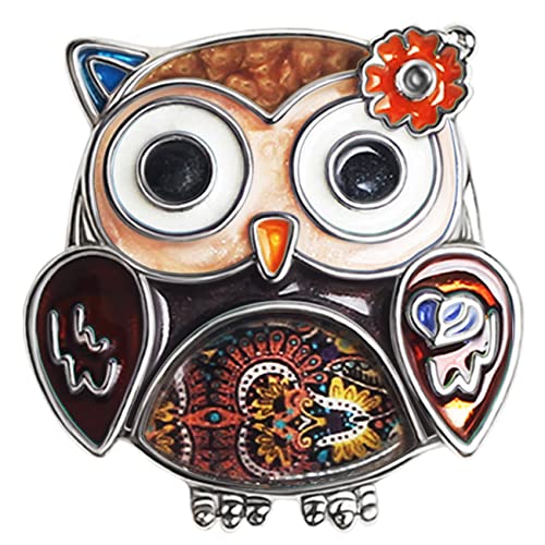 BAMAY Zink-Legierung Niedliche Eule Vogel Brosche Pins Schmuck Emaille Anime Eule Geschenke für Frauen Mädchen Schal Revers Pin Charms (Braun) von BAMAY