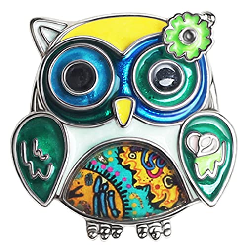 BAMAY Zink-Legierung Niedliche Eule Vogel Brosche Pins Schmuck Emaille Anime Eule Geschenke für Frauen Mädchen Schal Revers Pin Charms (Grün) von BAMAY