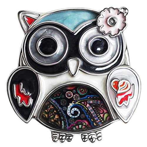BAMAY Zink-Legierung Niedliche Eule Vogel Brosche Pins Schmuck Emaille Anime Eule Geschenke für Frauen Mädchen Schal Revers Pin Charms (Schwarz) von BAMAY