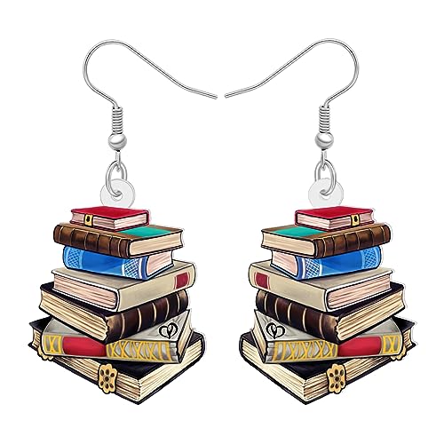 BAMAY Zurück zu Schule Bus Ohrringe Baumeln Charms Acryl Bleistift Buch für Lehrer Schülerinnen Frauen Mädchen Schmuck Geschenke (Buch) von BAMAY