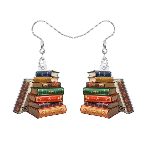 BAMAY Zurück zu Schule Bus Ohrringe Baumeln Charms Acryl Bleistift Buch für Lehrer Schülerinnen Frauen Mädchen Schmuck Geschenke (Kaffee) von BAMAY