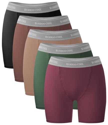 BAMBOO COOL Boxershorts Langes Bein Unterwäsche Frauen Bambus Unterhosen mit Beinen Damen 5er Pack von BAMBOO COOL