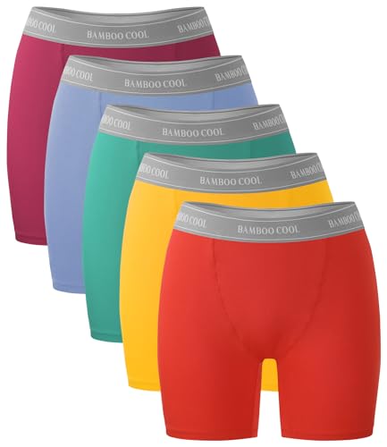 BAMBOO COOL Boxershorts Langes Bein Unterwäsche Frauen Bambus Unterhosen mit Beinen Damen 5er Pack von BAMBOO COOL